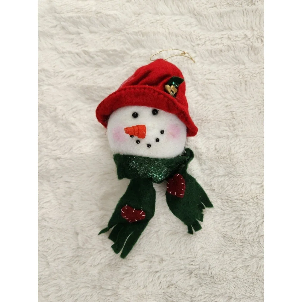 Fabric Christmas Ornament Snowman‎ Head W/ Scarf 6